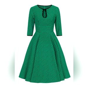 🖤 NWT! Hell Bunny Fit N Flare Retro Green Heart Dress